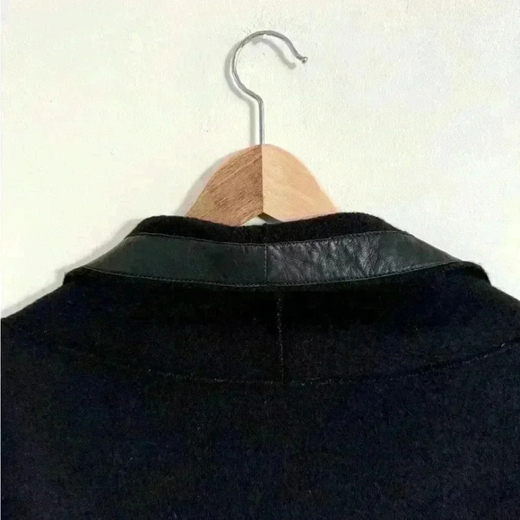 Eileen Fisher Oversized Wool Coat Leather Trim Size XSS - Picture 5 of 5